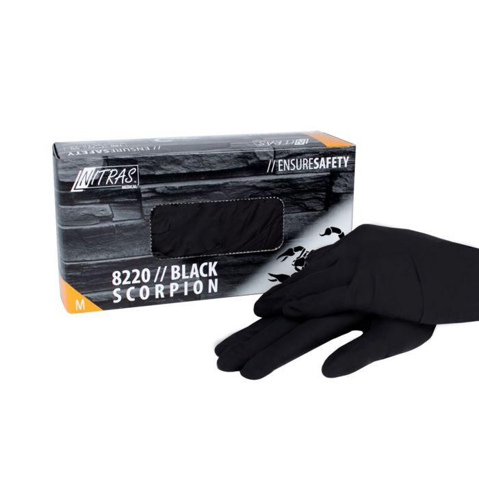 LATEX HANDSCHOENEN SCHORPIOEN ZWART MAAT M